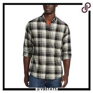 Eddie Bauer Eddie's Favorite Flannel Classic Fit Shirt - Plaid Silver Large NWT